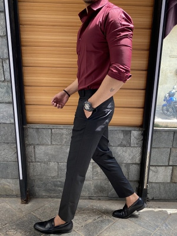 Maroon shirt and grey pant online